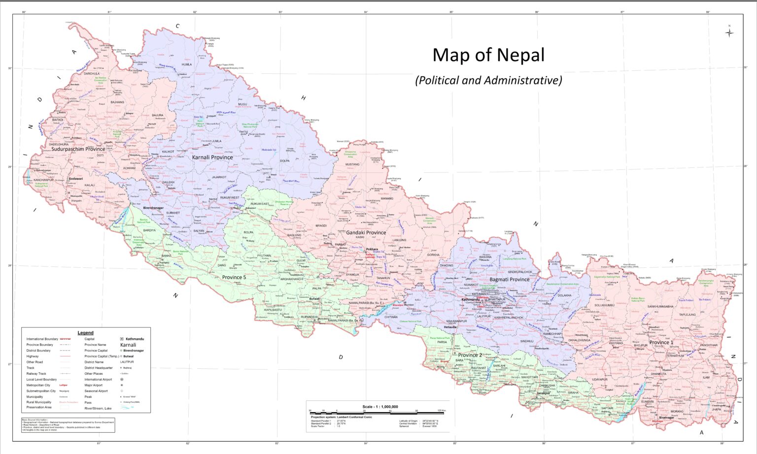 Political and Administrative Map of Nepal - Embassy of Nepal - Tokyo, Japan